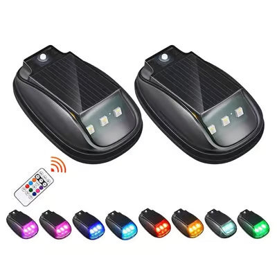 🔥Solar-powered RGB strobe light on car roof with remote control💡