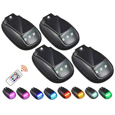🔥Solar-powered RGB strobe light on car roof with remote control💡