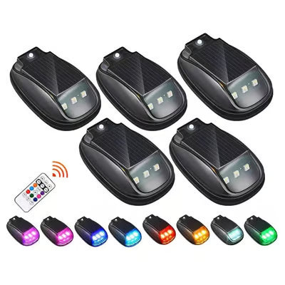 🔥Solar-powered RGB strobe light on car roof with remote control💡
